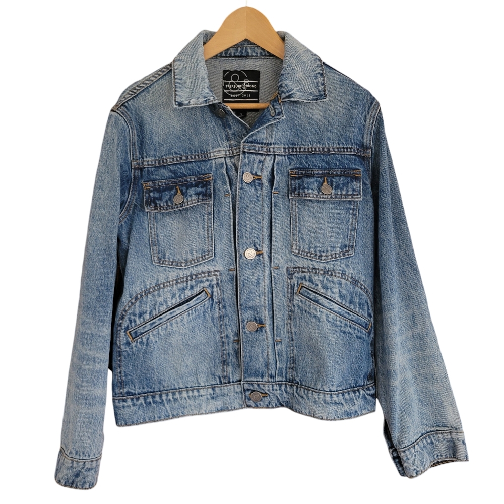 Treasure & Bond Trucker Jacket Mens Size Small Blue Denim 100% Cotton